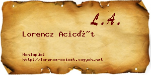 Lorencz Acicét névjegykártya